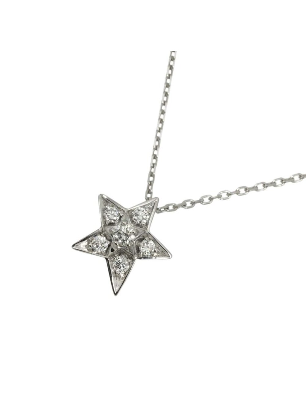 Chanel Comet Diamond Necklace Small SM 18K White Gold Star